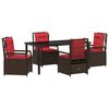 vidaXL Have Spisebordss&aelig;t 5 pcs Brun polyrattan