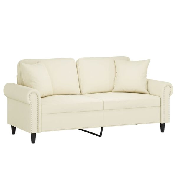 vidaXL 2-personers sofa med pyntepuder 140 cm velour cremefarvet