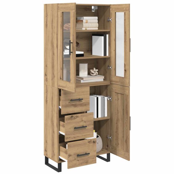 vidaXL Highboard med skuffe 2 pcs Artisan Egetr&aelig; Konstrueret tr&aelig;
