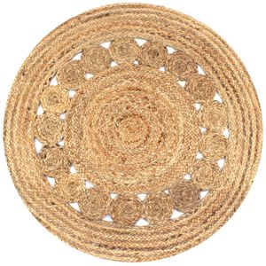 vidaXL t&aelig;ppe flettet design jute 90 cm rund