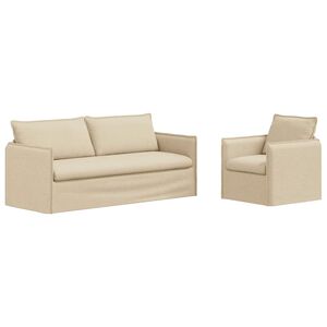 vidaXL Sofa S&aelig;t 2 pcs Creme 196 x 82 x 85 cm Stof