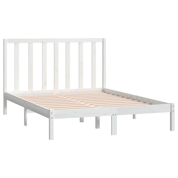 vidaXL sengeramme uden madras 135x190 cm massivt fyrretr&aelig; hvid