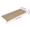 vidaXL selvklæbende trappemåtter 15stk. 65x21x4cm sisal-look sandfarve