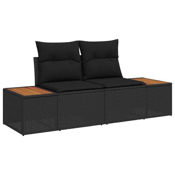 vidaXL Havesofa S&aelig;t med pude med opbevaring 9 pcs Sort Polyrattan