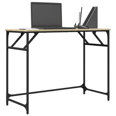 vidaXL skrivebord 100x45x76 cm konstrueret træ og stål sonoma-eg
