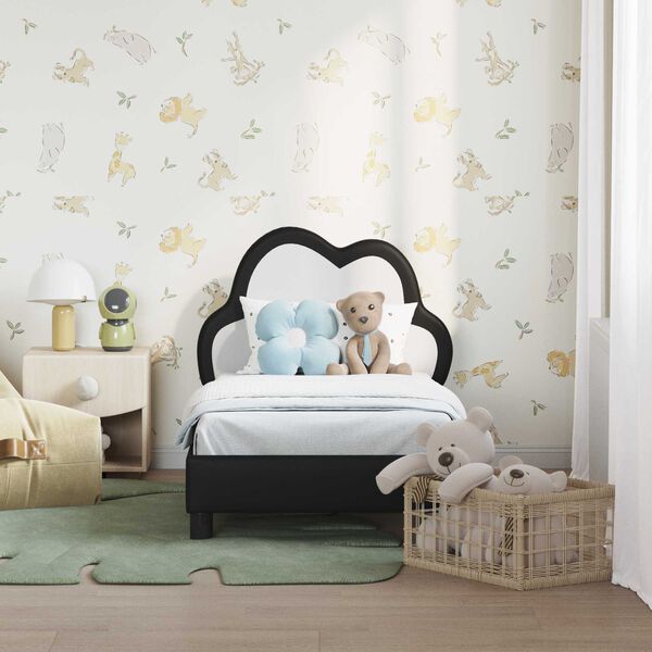 vidaXL Sengestel til tumling med hovedg&aelig;rde Sort 70 x 140 cm PU