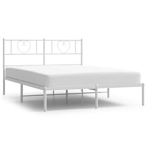 vidaXL sengeramme med sengegavl 135x190 cm metal hvid