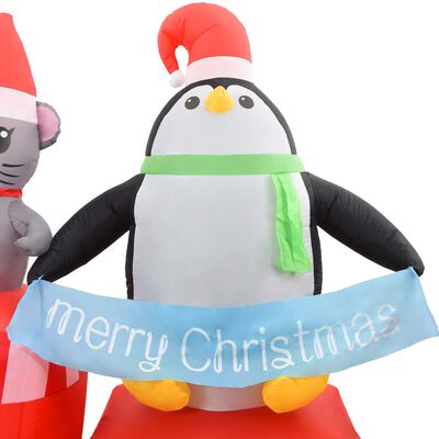 vidaXL juledekoration oppustelig pingvin & mus på tog LED IP44 350 cm