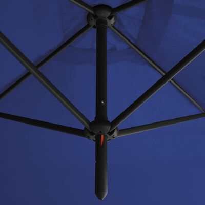 vidaXL dobbelt parasol med stålstang 600x300 cm azurblå