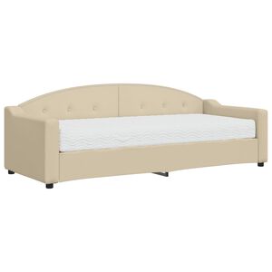 vidaXL daybed med madras 80x200 cm stof cremefarvet