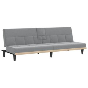 vidaXL sovesofa med kopholdere stof lysegr&aring;