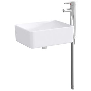 vidaXL Vask med armatur og afl&oslash;b Krom 40,5 x 30,5 x 13 cm Keramik