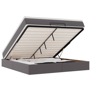 vidaXL osmannisk sengeramme med madras 160x200 cm kunstl&aelig;der gr&aring;