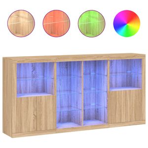 vidaXL sk&aelig;nk med LED-lys 202x37x100 cm sonoma-eg