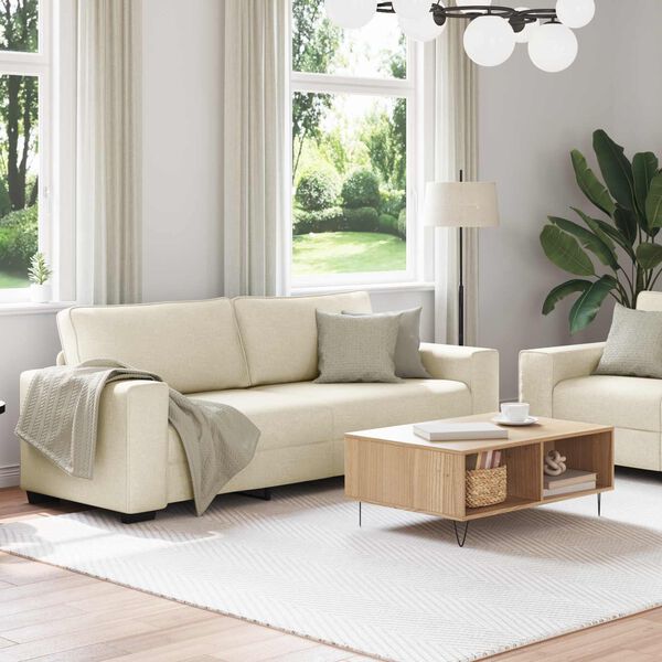 vidaXL Sofa 2 pcs Beige 221 x 77 x 82 cm Linned-blandet stof