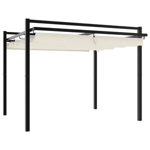 vidaXL pavillon med sammenrulleligt tag 3x3 cm aluminium cremefarvet