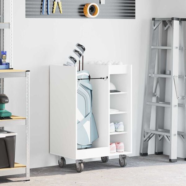 vidaXL Golf Skab med hjul Ensfarvet Hvid 65 x 45 x 98 cm