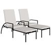 vidaXL liggestole 2 stk. med fodskammel polyrattan sort