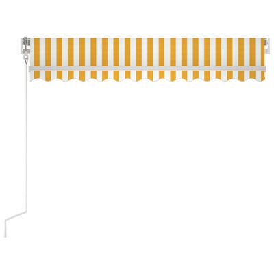 vidaXL markise m. LED + vindsensor 350x250 cm automatisk gul og hvid