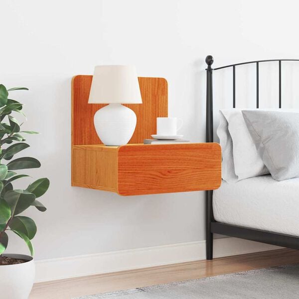 vidaXL Sengebord Voks brun 44 x 32,5 x 40 cm Massivt fyrretræ