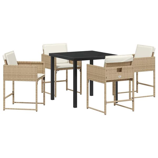 vidaXL Have Spisebordss&aelig;t 5 pcs Beige polyrattan