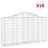 vidaXL buede gabionkurve 18 stk. 200x30x100/120 cm galvaniseret jern