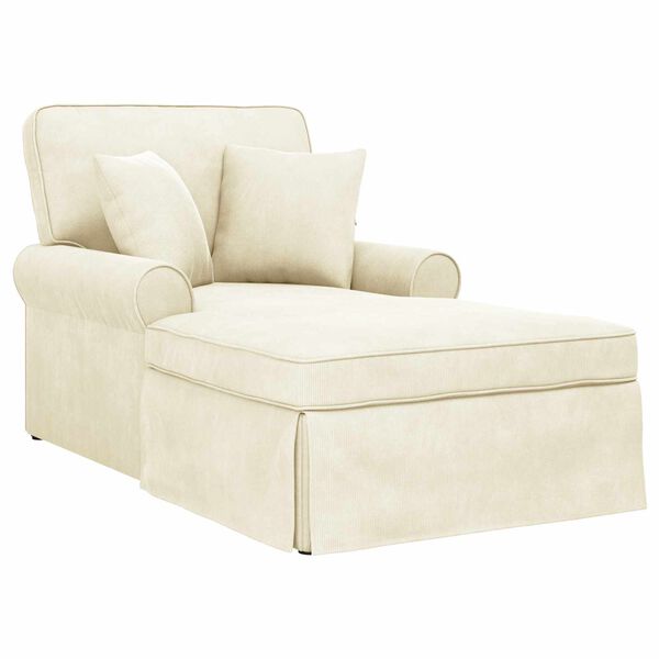 vidaXL Chaise lounge med volant Creme 91 x 157 x 91 cm Ribbet stof