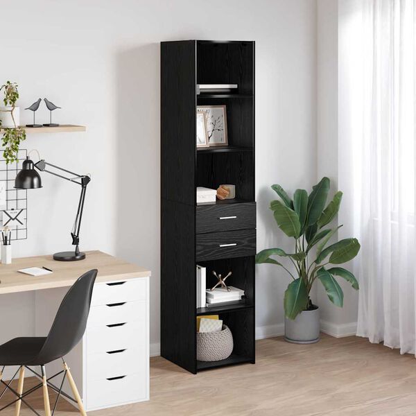 vidaXL Highboard med skuffe Sort eg 40 x 42,5 x 185 cm Konstrueret tr&aelig;