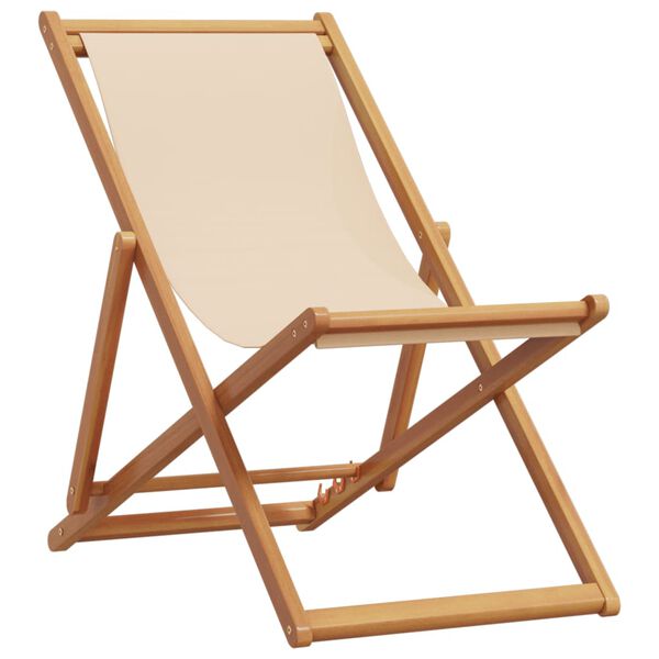 vidaXL strandstole 2 stk. foldbar stof og massivt træ beige