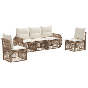 vidaXL Havesofa S&aelig;t 5 stk. Beige og cremehvid polyrattan