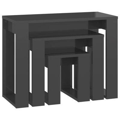 vidaXL indskudsborde 3 stk. konstrueret træ grå højglans