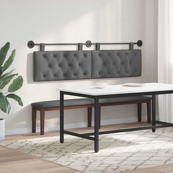 vidaXL H&aelig;ngende Hovedgavl V&aelig;gmonteret M&oslash;rkegr&aring; 170 x 55 x 7 cm Stof