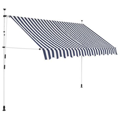 vidaXL foldemarkise manuel betjening 300 cm blå og hvid striber