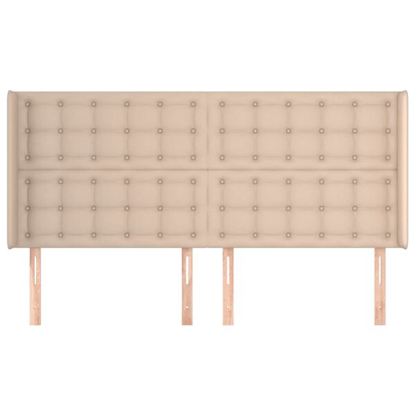 vidaXL sengegavl med kanter 163x16x118/128 cm kunstl&aelig;der cappuccino