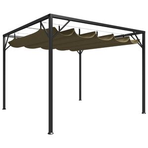 vidaXL havepavillon med tilbagetr&aelig;kkeligt tag 3x3 m 180 g/m&sup2; gr&aring;brun