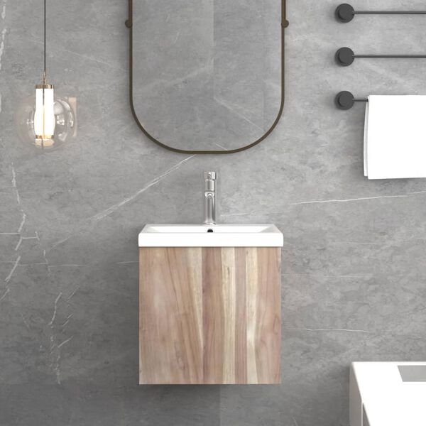 vidaXL v&aelig;gh&aelig;ngt badev&aelig;relsesskab 41x38x40 cm massivt teaktr&aelig;