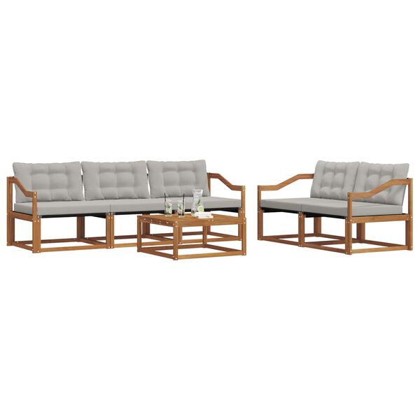 vidaXL Udend&oslash;rs sofagruppe med pude 6 pcs Naturlig og Lys Gr&aring;