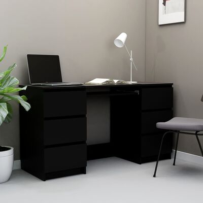 vidaXL skrivebord 140x50x77 cm konstrueret træ sort