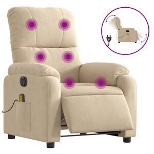 vidaXL massagestol mikrofiberstof cremefarvet