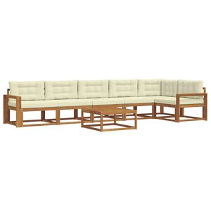 vidaXL Udend&oslash;rs sofagruppe med pude 7 pcs Naturlig og Fl&oslash;de