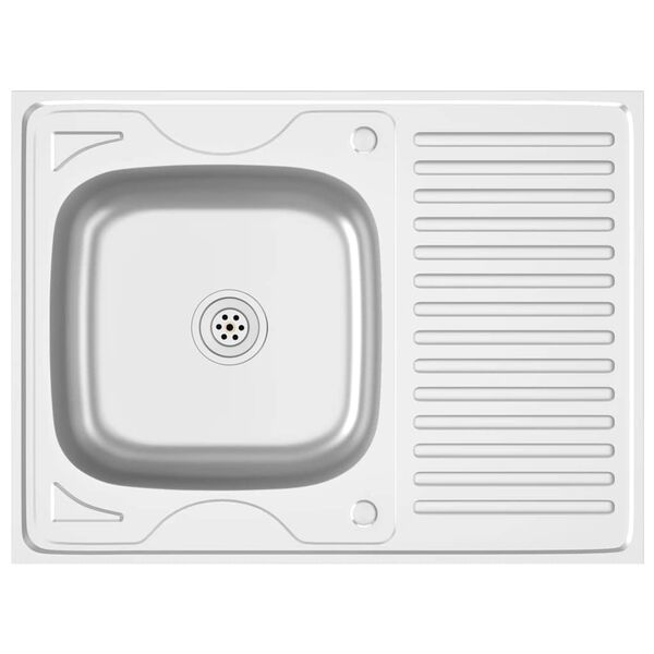 vidaXL k&oslash;kkenvask med afl&oslash;bss&aelig;t 800x600x155 mm rustfrit st&aring;l s&oslash;lv