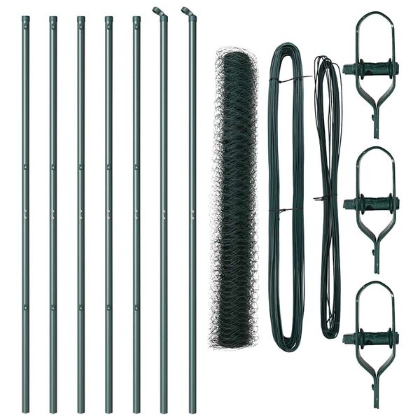 vidaXL Hegn med stolper Grøn 1 x 10 m PVC-belagte stål