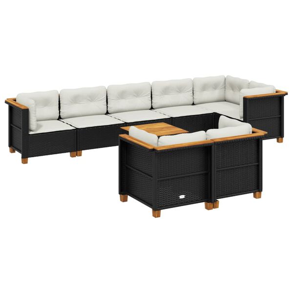 vidaXL sofas&aelig;t til haven 9 dele med hynder polyrattan sort