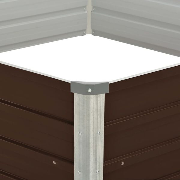 vidaXL h&aelig;vet plantekasse 129 x 129 x 45 cm galvaniseret st&aring;l brun
