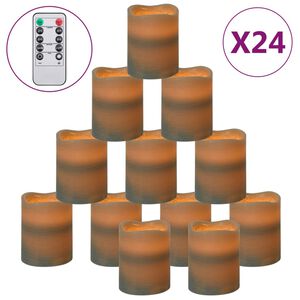vidaXL LED-stearinlys 24 stk. med fjernbetjening varmt hvidt lys