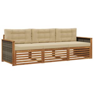 vidaXL Udend&oslash;rs sofagruppe med pude 3 pcs Naturlig og Beige