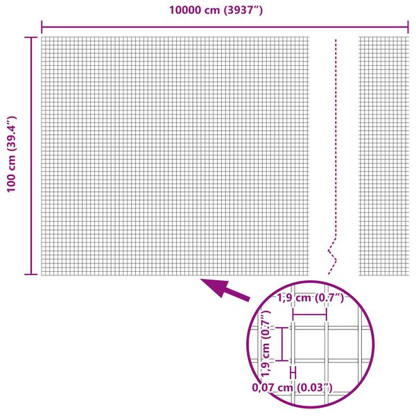 vidaXL Svejset Tr&aring;dhegn S&oslash;lv 1 x 100 m
