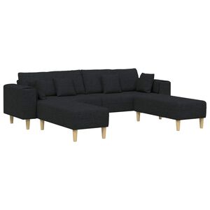 vidaXL Sofa med pude 3 pcs Sort Stof