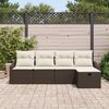 vidaXL Sofa Sæt med pude med opbevaring 5 pcs Brun polyrattan