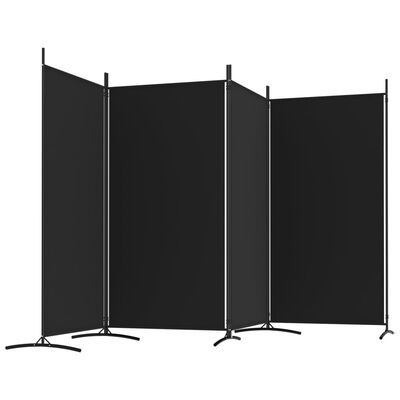 vidaXL 4-panels rumdeler 346x180 cm stof sort